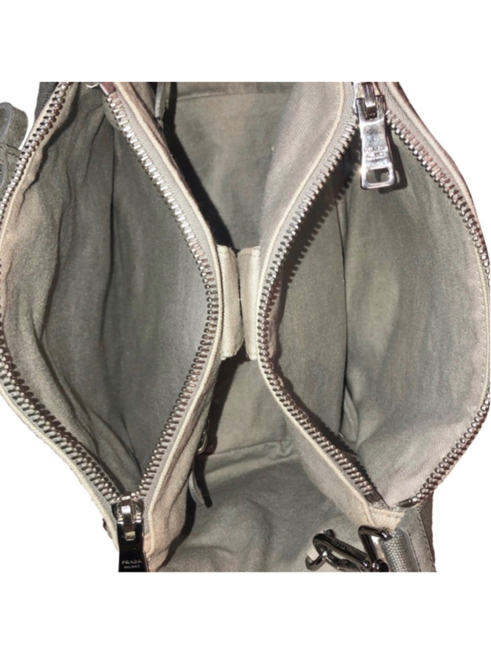 PRADA Canapa Bijoux 2-Way LT Grey Canvas Tote Bag Adorned with Crystals & Studs - Picture 8 of 17